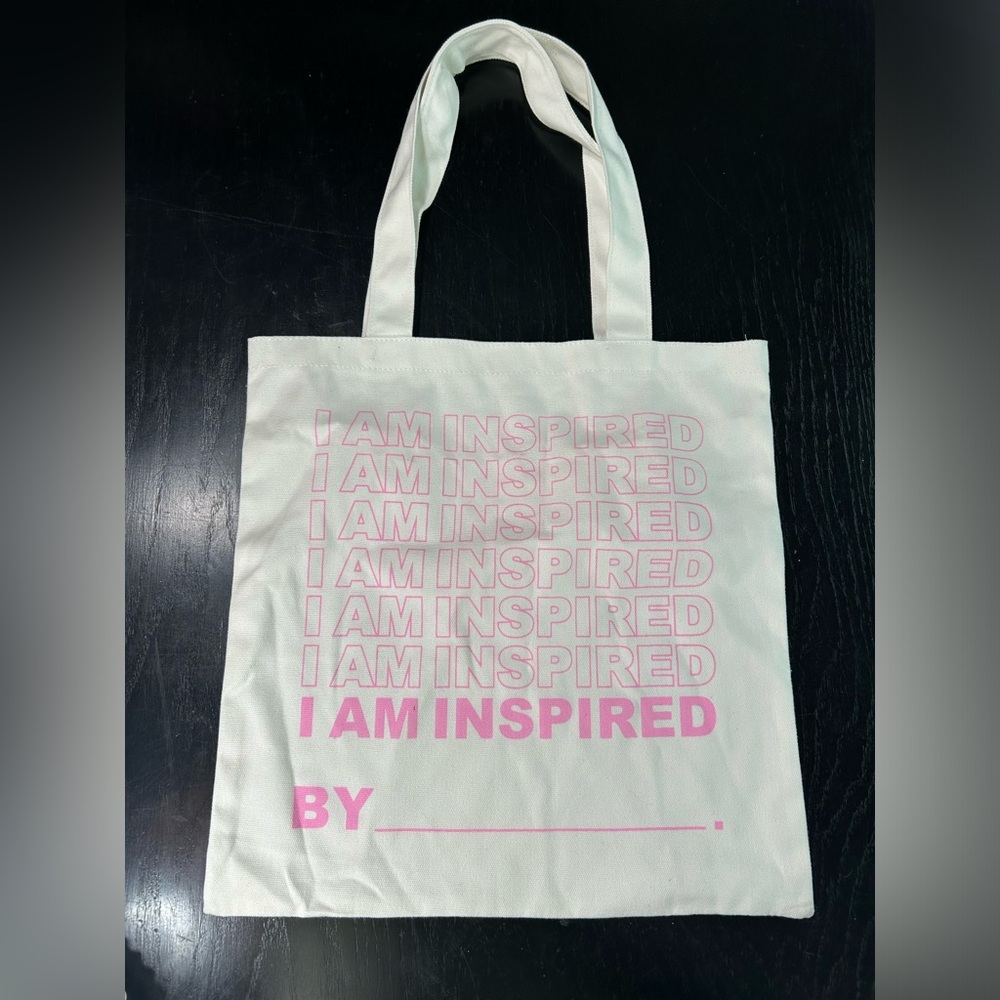 Pink White Inspirational Tote shopping Bag: DIY fill in the blank- reusable